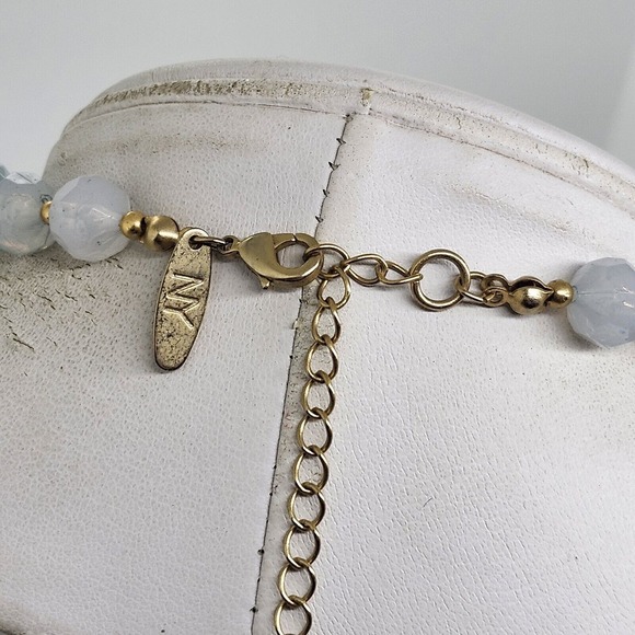 New York And Co Chunky Frosty Blue Graduated Bead Necklace - Picture 5 of 5
